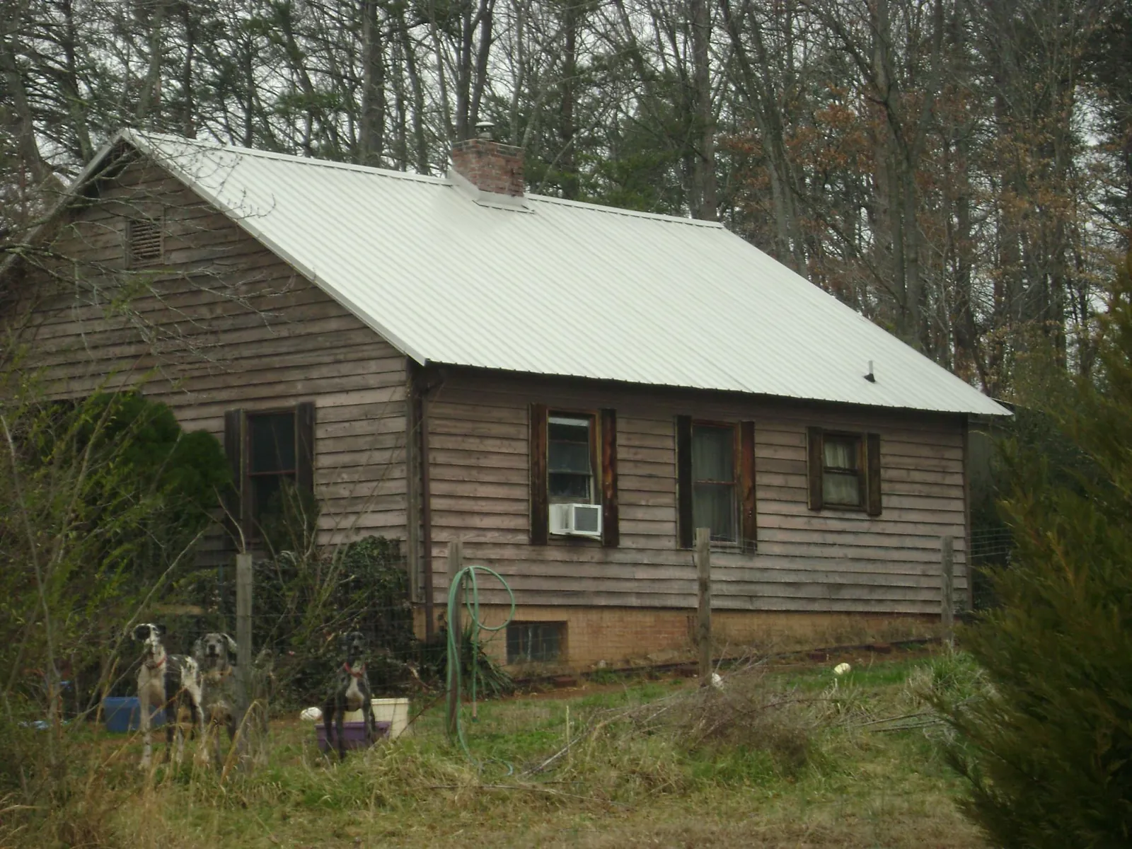 White metal roof on an old wood sided farmhouse, from a Asphalt Shingle Roof Repair job in Meridian